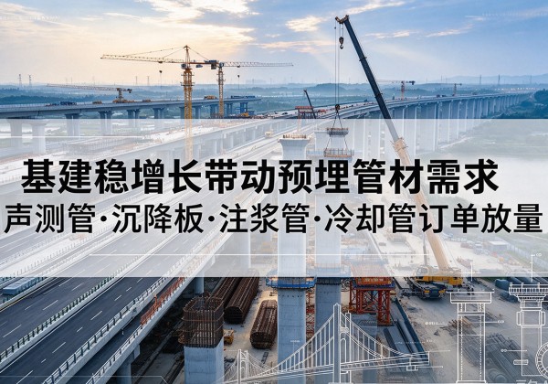 稻城基建稳增长带动预埋监测管材需求，声测管、沉降板、注浆管订单持续放量